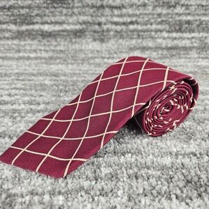 Charles Tyrwhitt Necktie Men Burgundy Diamond Pattern England‎ Silk Tie